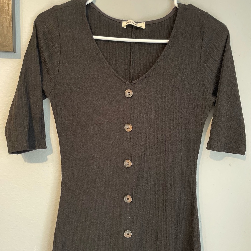 Vintage black long dress with buttons